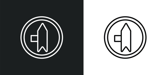 left side road line icon in white and black colors. left side road flat vector icon from left side road collection for web, mobile apps and ui.