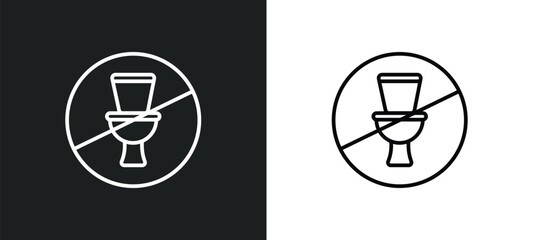 no toileting line icon in white and black colors. no toileting flat vector icon from no toileting collection for web, mobile apps and ui.