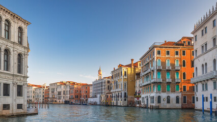 The Grand Canal in Venice at a beautiful sunny morning, Italy, Europe.