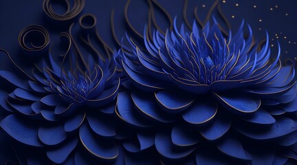 Obraz premium beautiful blue petals, awesome blue flower, amazing blue flower decoration, blue flower wallpaper, decorative blue flowers, futuristic art style, generative ai