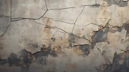 Hyperrealistic image of a cracked concrete wall texture, harsh and worn, high resolution