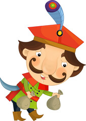 cartoon scene with medieval man like nobleman prince or merchant isolated illustration for children