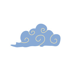 Retro engraved clouds. Isolated doodle cloud