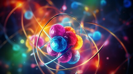 vivid colorful extreme close up of an atom