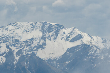 Fototapeta na wymiar Snow covered alpine scenery at the rhine valley in Switzerland