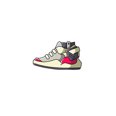 gray, red and white shoe vector icon for game icon design, cute icon, design illustration