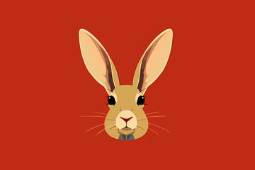 Fototapeta na wymiar Hand-drawn cartoon Conejo (rabbit) flat art Illustrations in minimalist vector style