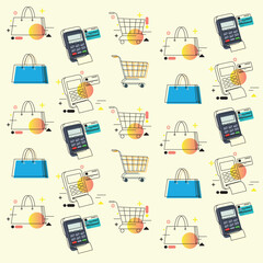 Colored seamless pattern background with shopping icons Vector