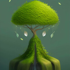 Self Renewal and Rejuvenation or personal growth concept as a tree shaped as a head losing leaves that are replaced by healthy fresh green leaf group as a mood disorder