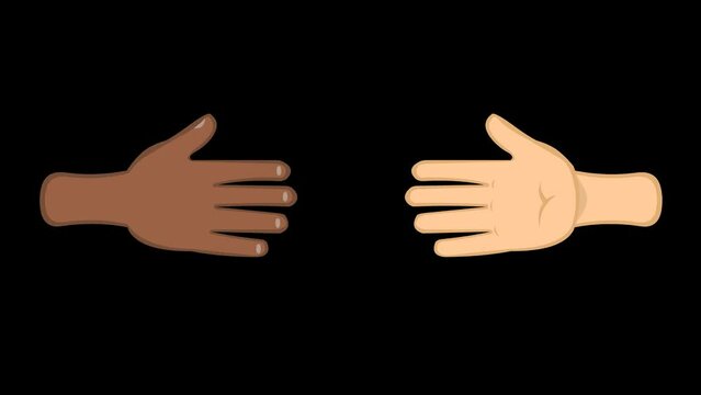 video animation greeting hands shaking, on a transparent background with zero alpha channel
