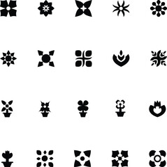Set of Trendy Flowers Glyph Icons 

