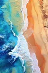 Top - down aerial view of a deserted Beach. AI generative