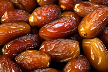 The surface texture of selected dried dates. Natural oriental sweets. Generative ai