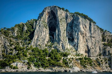 The coastline of the island of Capri Italy