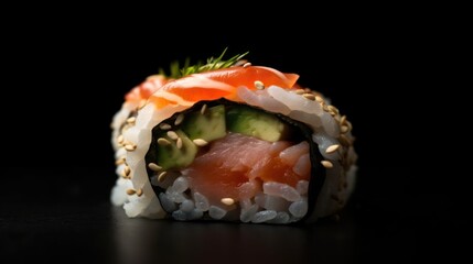 Japanese sushi and rolls. Generative AI