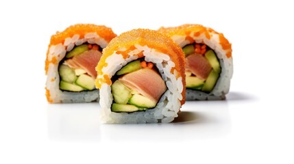 Japanese sushi and rolls. Generative AI