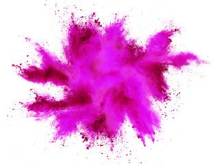 bright pink magenta holi paint color powder festival explosion burst isolated white background....