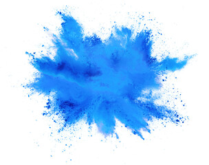 bright cyan blue holi paint color powder festival explosion burst isolated  white background....