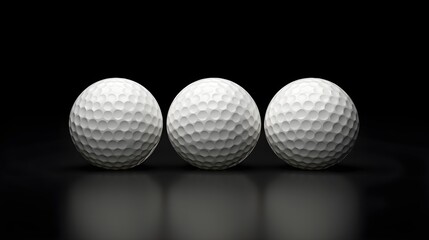 white golf balls isolated on black background