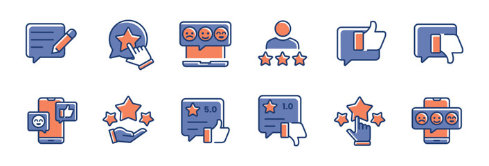 feedback review icon set collection for rating and opinion service satisfaction quality symbol illustration vector
