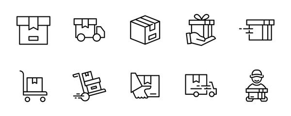 line package delivery icon vector set online shipping service symbol illustration fast cargo shipment design for shipment app or web template