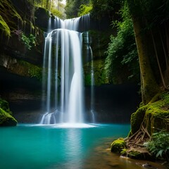 waterfall in the forestgenerated by AI technology 