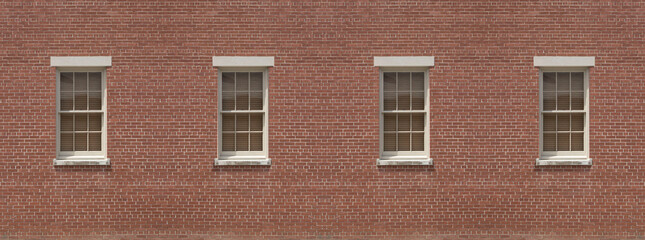 Fototapeta na wymiar Windows and Brick Wall Background