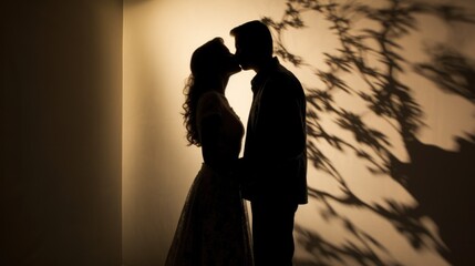 Kissing couple Shadow Play illustration - beautiful wallpaper