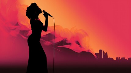 singer as a silhouette illustration - beautiful wallpaper