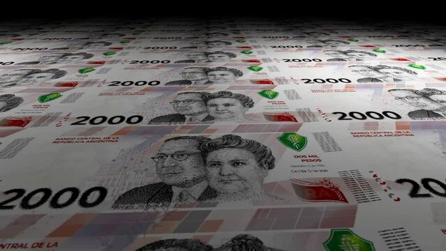 Imprimiendo nuevo billete argentino de 2000 pesos