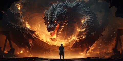 Warrior and a dragon fantasy scene  © Artistic Playground