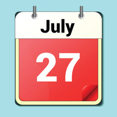 day on the calendar, vector image format, JULY 27