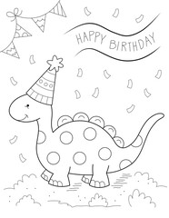 birthday dinosaur coloring page. you can print it on 8.5x11 inch paper