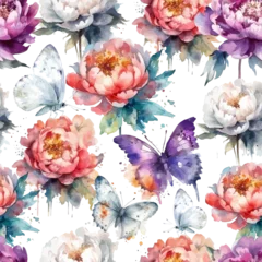 Tischdecke Seamless pattern watercolor peonies. Vector illustration © Мария Неноглядова