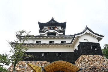 Japan sightseeing trip, castle tour. 'Inuyama Castle' Inuyama City, Aichi Prefecture. Inuyama Castle overlooking the Kiso River is said to be the oldest existing wooden castle tower in Japan.