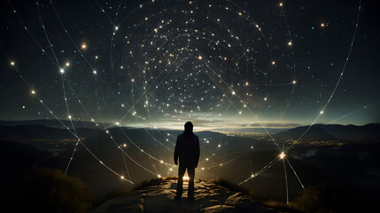  magical image of a seer interpreting constellations that influence the destiny of individuals on Earth