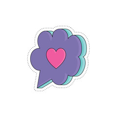 Isolated cute colored groovy bubble chat sticker icon Vector illustration