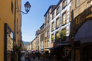 Fototapeta na wymiar Summer landscape of city streets in Clermont-Ferrand, France