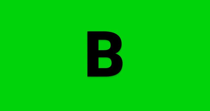 Alphabet Letters B Animation in black and white color with ink drop and write-on on the Green Screen alpha channel. Great for word forming and text animation in your video project. Background Editable