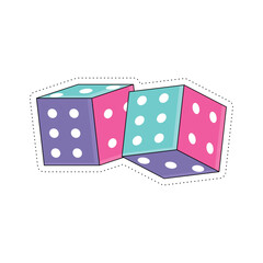Isolated colored groovy 3d pair of dices sticker icon Vector illustration