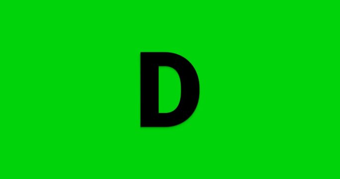 Alphabet Letters D Animation in black and white color with ink drop and write-on on the Green Screen alpha channel. Great for word forming and text animation in your video project. Background Editable