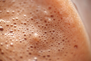 close up of chocolate milk bubble
