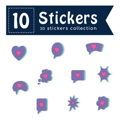 Set of colored groovy 3d sticker icons Vector illustration