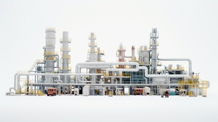 Industrial factory oil refinery plant against the white background