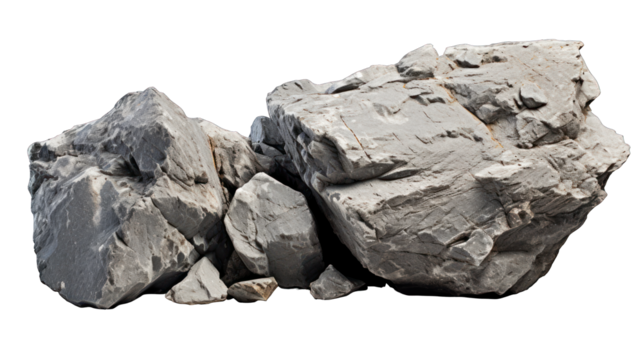 Heavy realistic rock stone isolated on  white background png cutout