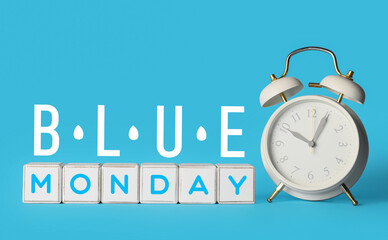 Alarm clock and text BLUE MONDAY