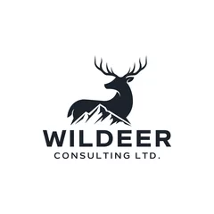Foto op Plexiglas Strong logo combination of deer and mountain. It is suitable for use as a consulting logo. © Wonki™
