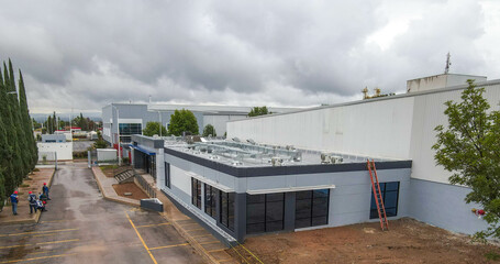 aerial view of warehouse storages