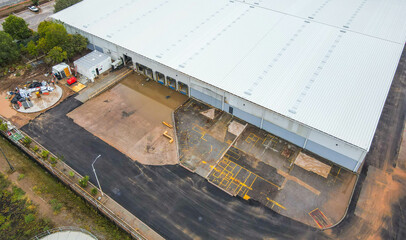 Fototapeta premium aerial view of warehouse storages
