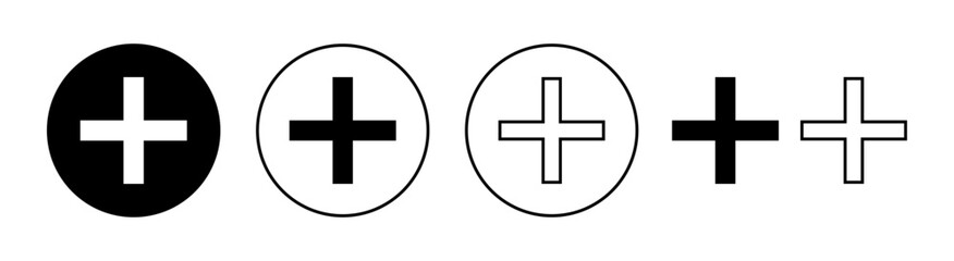 Plus Icon set for web and mobile app. Add plus sign and symbol
